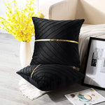 Velvet Gold Leather Sequin Stripe Cushion Cover – Modern Decorative Cushion for Sofa & Bedroom