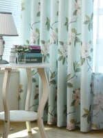 American Style Large Flower Miaona White Velvet Printed Curtains 