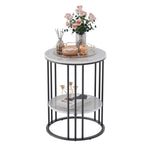 2-Tier Round Sintered Stone End Table