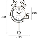 Swingable Deer Wall Clock - Nordic Wood, Modern Quartz Art