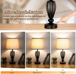 Touch Control USB Bedside Lamp - 3-Way Dimmable with Dual USB Charging Ports