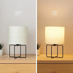 Japanese Design LED Bedside Table Lamp - Ivory Fabric Shade