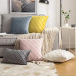 Velvet Quilted Diamond Lattice Cushion Cover – Soft Decorative Cushion Cover for Home Decor 