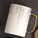 Light Luxury Ceramic Mug with Lid and Spoon - Elegant Coffee Cup 