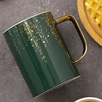 Light Luxury Ceramic Mug with Lid and Spoon - Elegant Coffee Cup 