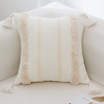 Handmade Tufted Cotton Cushion Cover with Tassels