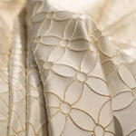 French Cream Style Luxury 3D Light Gold Embroidery Jacquard Curtains – 70% Blackout