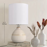 Set of 2 White Ceramic Table Lamps - Rustic Farmhouse Bedside Lamps for Nightstand