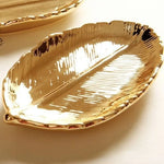 Ceramic Leaf Plate Jewelry and Dessert Tray - Decorative Trinket Dish 