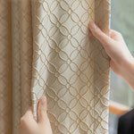 French Cream Style Luxury 3D Light Gold Embroidery Jacquard Curtains – 70% Blackout