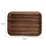 Simple Acacia Wood Tea Tray - Rectangular Japanese Style Wooden Serving Tray