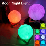 8cm Moon Lamp LED Night Light with Stand – Starry Bedroom Decor