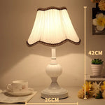 European Style Retro Glass Desk Lamp – Classic Wrought Iron Bedside Lamp with Fabric Shade