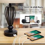 Touch Control USB Bedside Lamp - 3-Way Dimmable with Dual USB Charging Ports