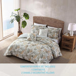 Tropical 5-Piece Cotton Comforter Set - Raw Coast Green Gold, Reversible & All-Season Bedding