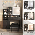 Elegant Vanity Makeup Desk with 6 Drawers, LED Mirror, & Stool