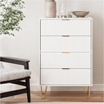 Elegant 4-Drawer Tall Storage Dresser with Gold Handles – Modern Organizer