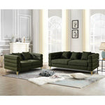 TrendWave 2-Piece Velvet Living Room Sofa Set with Deep Seat Design & Gold Metal Legs