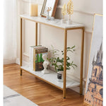 Modern Console Table with Faux Marble Top – Double Layered Design, Golden or Black Frame