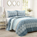 Bohemian Stripe Reversible Quilt Set - 3 Piece Cotton Bedding with Bold Patterns & Geometric Design