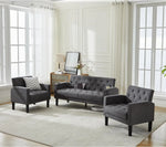 The LuxeCharge 3-Piece Sectional Sofa Set with Tufted Linen, USB Ports & Cup Holders