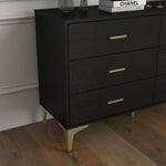 Modern 6-Drawer Wood Dresser with Gold Handles – Elegant Storage Organizer