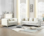 TrendWave 2-Piece Velvet Living Room Sofa Set with Deep Seat Design & Gold Metal Legs