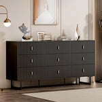 Modern 9-Drawer Dresser, Large Black Storage Cabinet with Wide Drawers, Elegant Chest of Drawers