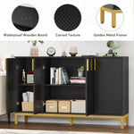 Tribesigns Modern Black Storage Cabinet with Gold Handles - 59