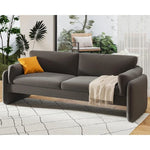 Modern Grey Bouclé Sofa with Embedded Armrest and Deep Seat - Cozy 3-Seater Couch