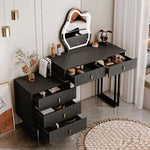 Modern Makeup Dressing Table with 3-Color Touch Screen Dimming Mirror and Adjustable Cabinet