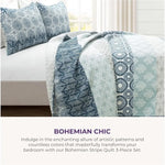 Bohemian Stripe Reversible Quilt Set - 3 Piece Cotton Bedding with Bold Patterns & Geometric Design