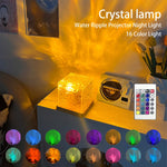 Dynamic Rotating Water Ripple Projector Night Light – 16 Colors Flame Crystal Lamp 