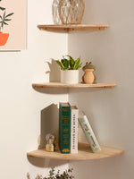 Wall-Mounted Round Floating Corner Shelf - Solid Pine Wood