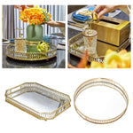 Luxury Gold Crystal Tray - Elegant Organizer for Perfume, Desserts, & Home Decor