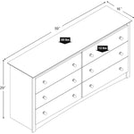 Black 6-Drawer Double Dresser for Bedroom - Wide Chest of Drawers, Traditional Design