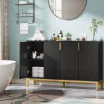 Tribesigns Modern Black Storage Cabinet with Gold Handles - 59