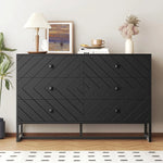 6-Drawer Wood Dresser with Metal Handles – Wide Chest for Bedroom or Living Room