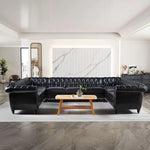 Chesterfield Velvet Sectional Sofa - Large Tufted Couch with Rolled Armrests and Nailhead Design