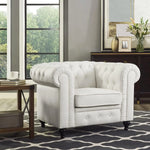 Modern Chesterfield Leather Sofa Set – Tufted Elegance for Living Rooms and Bedrooms