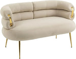 Elegant Velvet Loveseat with Gold Legs - 2-Seater Modern Couch