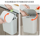 Wall Mounted Hanging Kitchen Trash Bin with Lid - 9L Odorless Garbage Can for Cabinet Doors