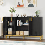 Tribesigns Modern Black Storage Cabinet with Gold Handles - 59