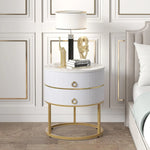 Modern 2-Drawer Nightstand with Metal Frame – Stylish Bedside Table for Bedroom & Living Room