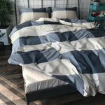 Bedding Cotton Grid Plaid Duvet Cover Set, 3 Piece Duvet Comforter Luxury Zipper Closure Collection, Bed Sheet