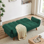 Convertible Futon Sofa Bed – Memory Foam Three-Seat Recliner with Linen Upholstery