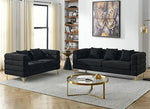 TrendWave 2-Piece Velvet Living Room Sofa Set with Deep Seat Design & Gold Metal Legs