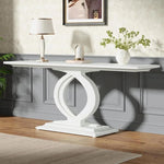 White Farmhouse Console Table with Double Arc Base – 59