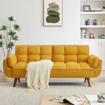 Convertible Futon Sofa Bed – Memory Foam Three-Seat Recliner with Linen Upholstery