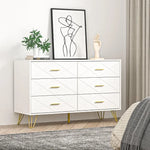 Modern 6-Drawer Dresser for Bedroom with Gold Handles